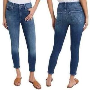 MOTHER Blue Ankle Cropped Jeans High-Rise